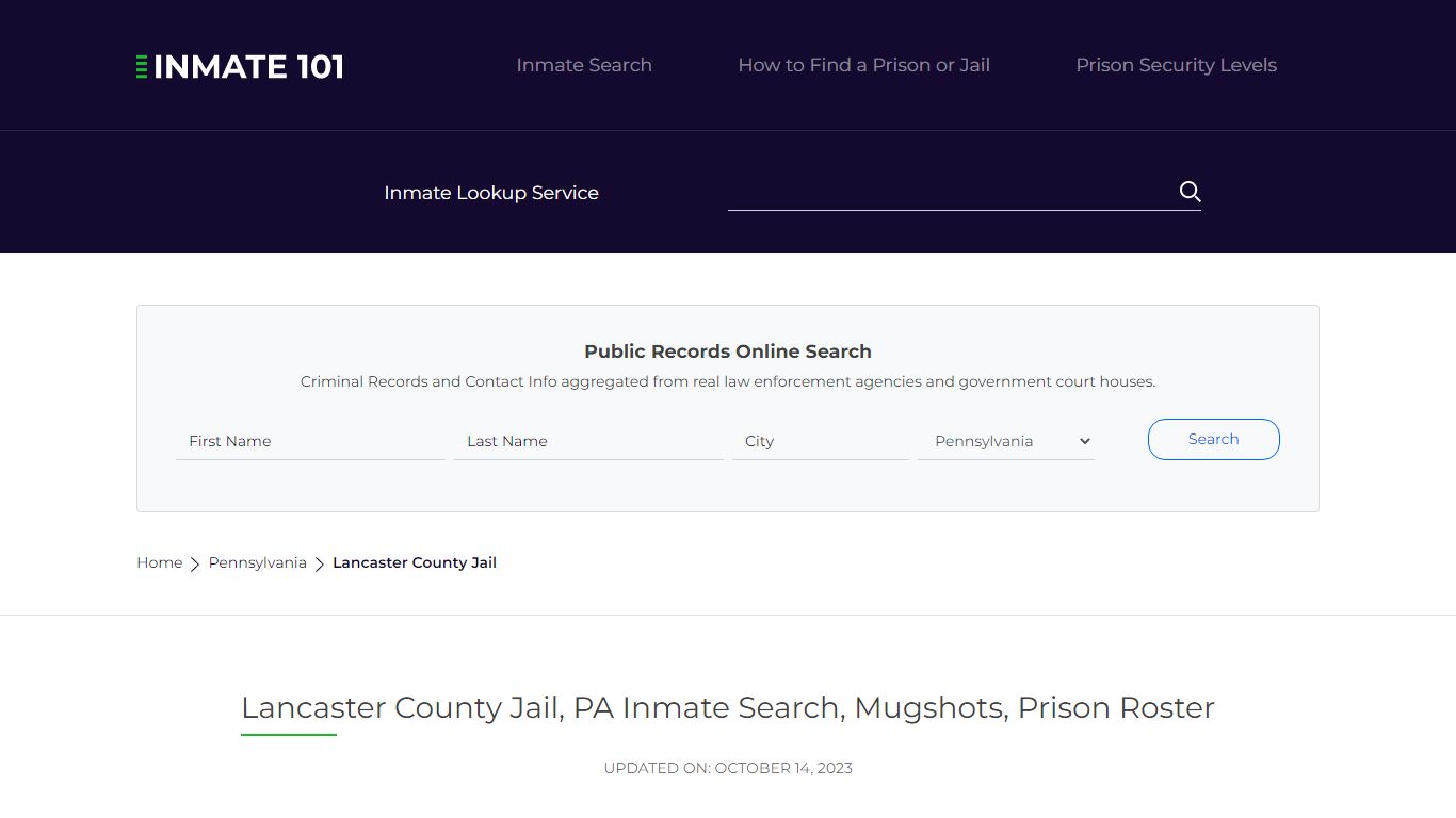 Lancaster County Jail, PA Inmate Search, Mugshots, Prison Roster